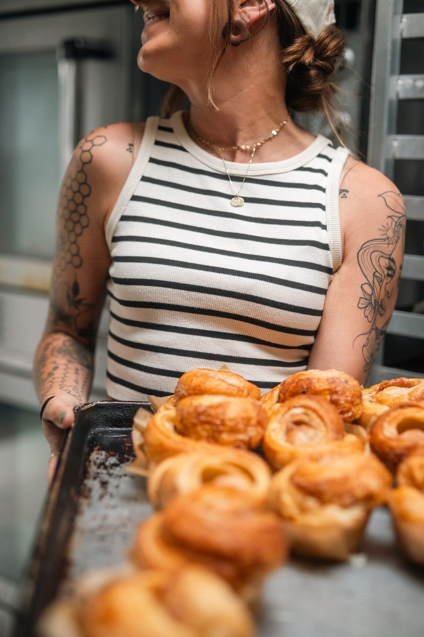 flaky pastries fresh from a bakery tray in Tampa