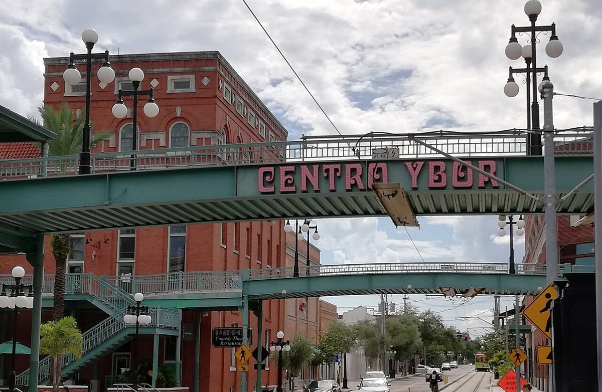 the entrance and storefronts of Centro Ybor in Tampa