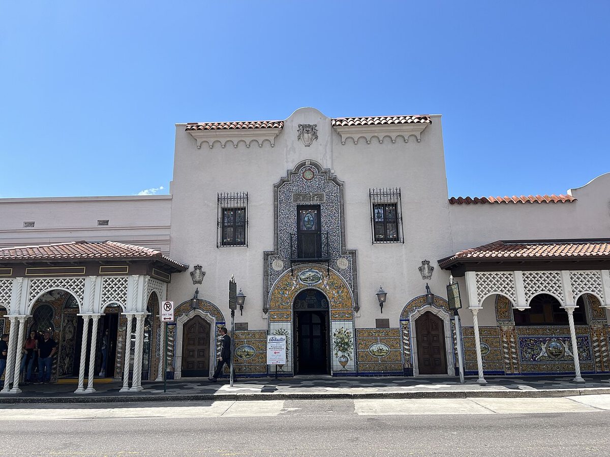 The Spanish-tiled facade of the Columbia Restaurant in Ybor City